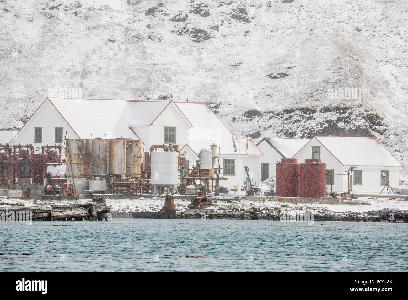 British Antarctic Survey Research Station à King Edward Point, Géorgie du Sud, UK-outre-mer, les régions polaires Banque D'Images