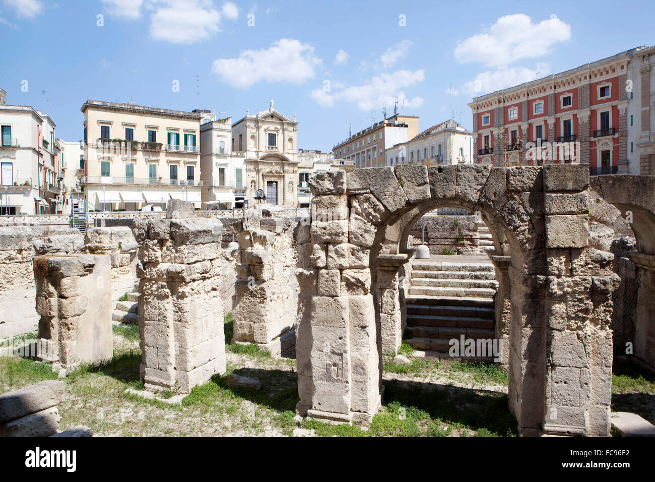 L'amphithéâtre romain de Lecce, Puglia, Italy, Europe Banque D'Images