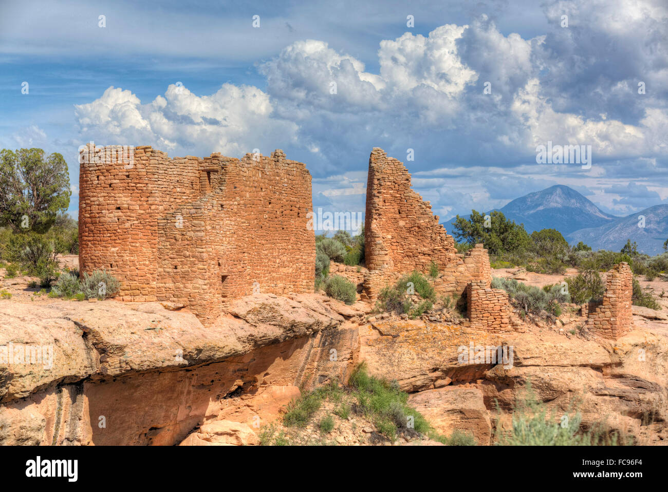 Château de Hovenweep, Square Tower Group, Ruines Anasazi, datant de1230 à 1275 AD, Hovenweep National Monument, Utah, USA Banque D'Images