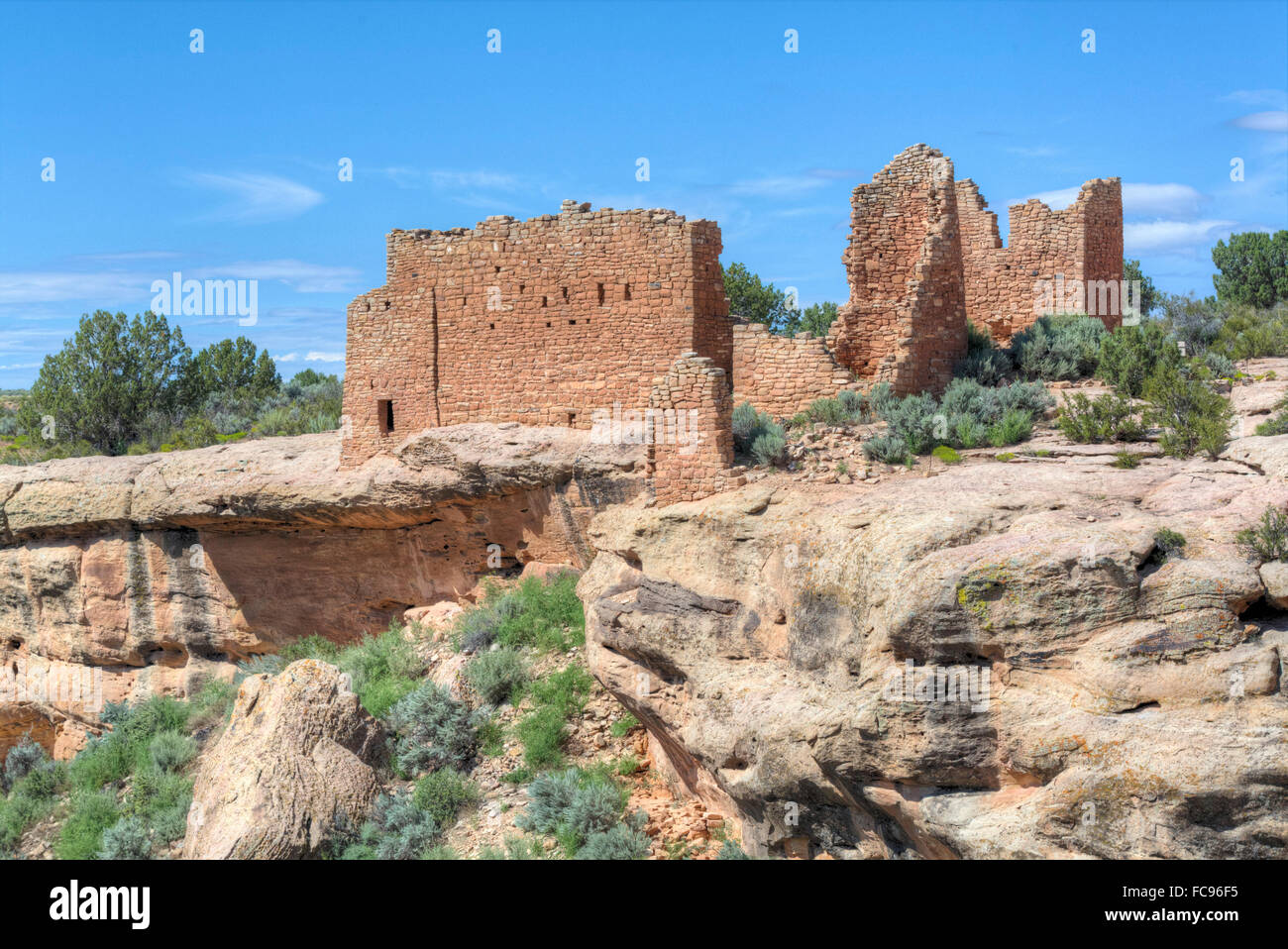 Château de Hovenweep, Square Tower Group, Ruines Anasazi, datant de1230 à 1275 AD, Hovenweep National Monument, Utah, USA Banque D'Images