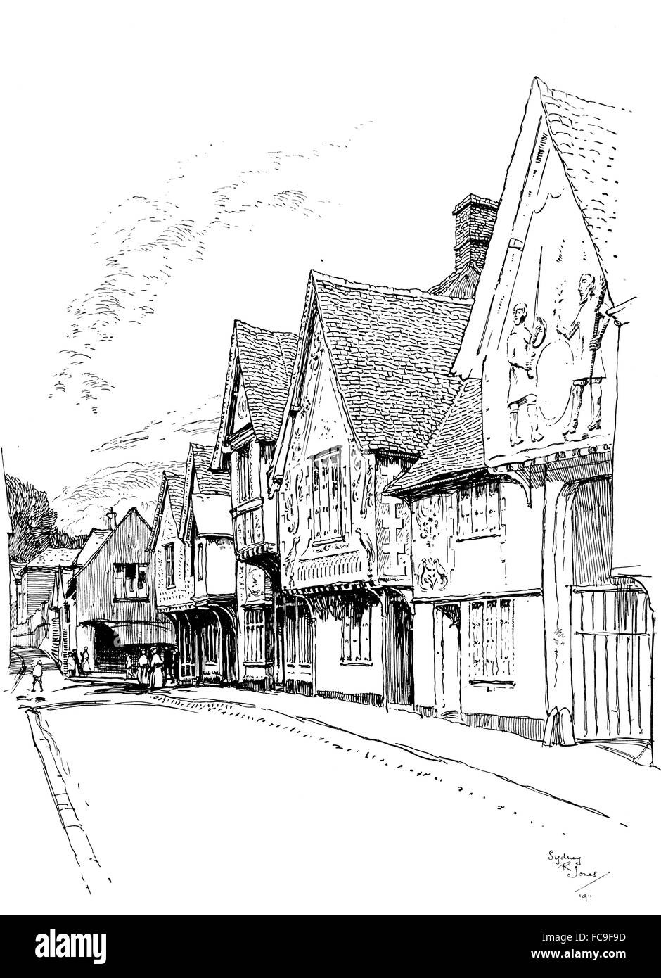 Royaume-uni, Angleterre, Suffolk, Saffron Walden, Church Street, pargeting décoration sur l'avant de Lankester Antiquités, Shop dans de vieux Su Banque D'Images Royaume-uni, Angleterre, Suffolk, Saffron Walden, Church Street, pargeting décoration sur l'avant de Lankester Antiquités, Shop dans de vieux Su Banque D'Images