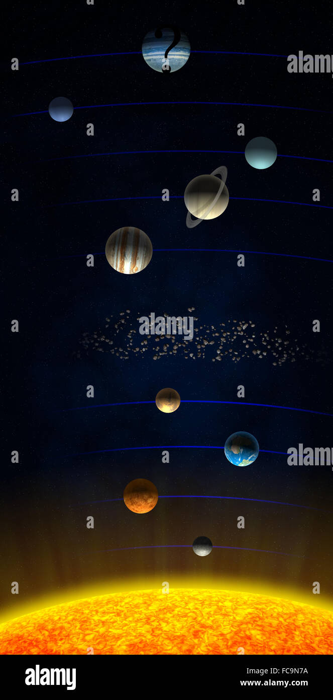 Système solaire indiqué avec le théorisé neuvième planète X Banque D'Images