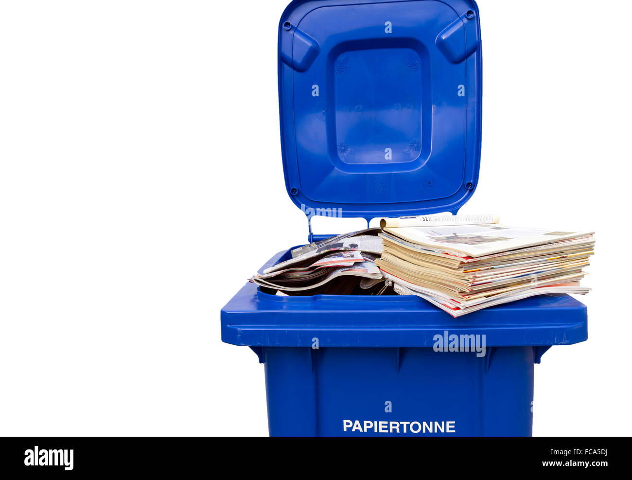 Bac de recyclage des déchets de papier bleu Photo Stock - Alamy