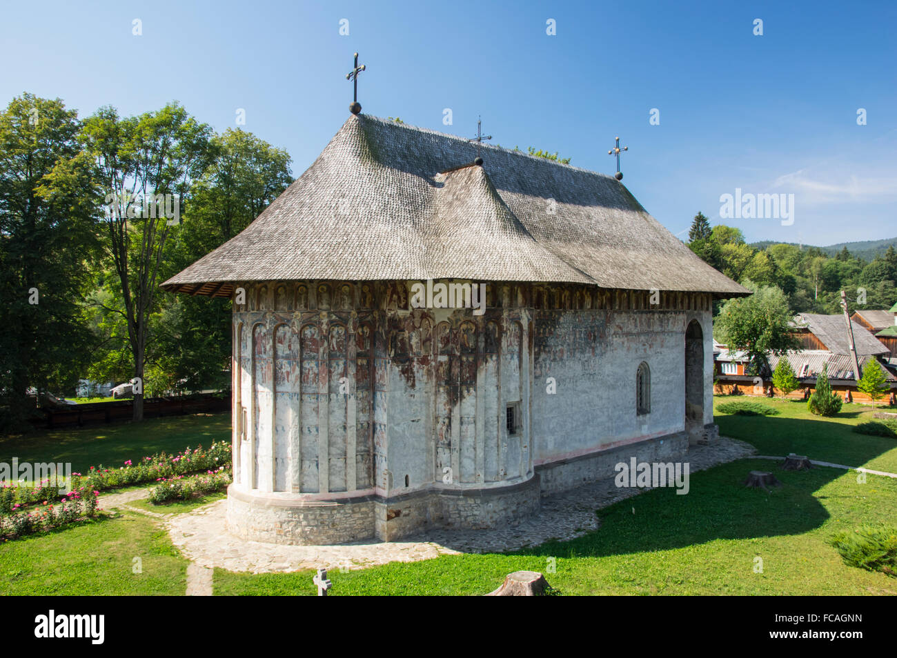 Monastère médiéval moldave de l'humour, de l'église. (Patrimoine de l'Unesco) Banque D'Images