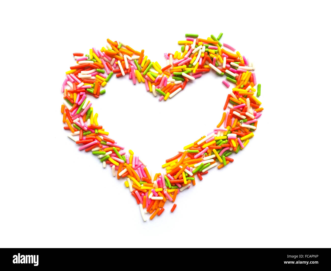 Sweet Valentine saupoudrer coeur sur fond blanc Banque D'Images