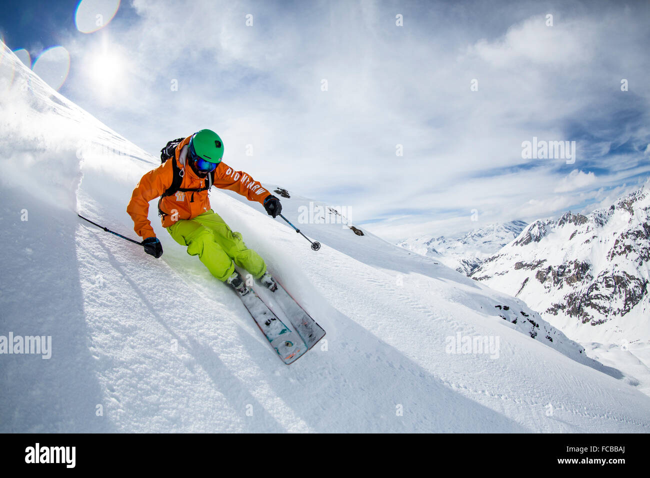 Le ski dans les montagnes du Val d'Isère, France Banque D'Images