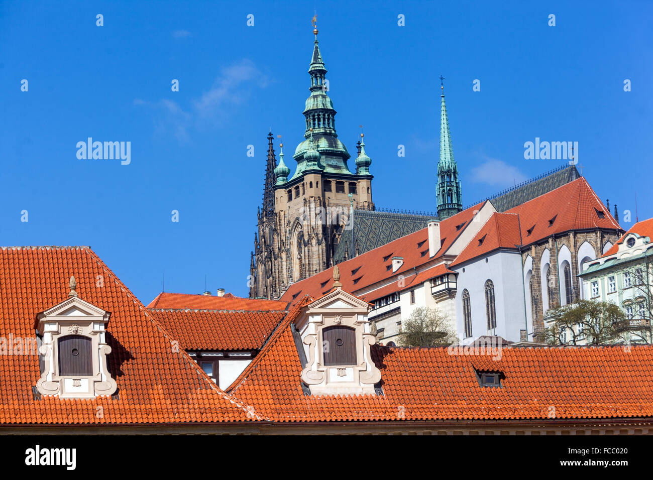 Vue sur le château de Prague, Prague, République Tchèque, Europe Banque D'Images