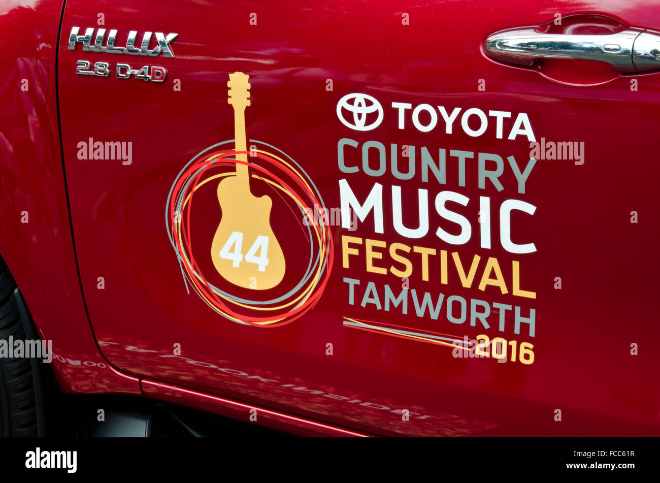 Festival de Musique Country de Tamworth sponsors logo sur porte de voiture Banque D'Images