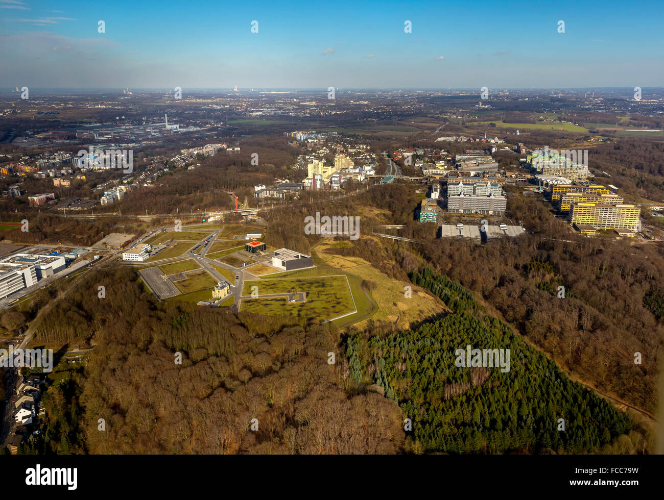 Vue aérienne, Parc biomédical, Health Campus, près de l'Université de la Ruhr de Bochum, Bochum, Ruhr, Rhénanie du Nord-Westphalie, Allemagne, Banque D'Images