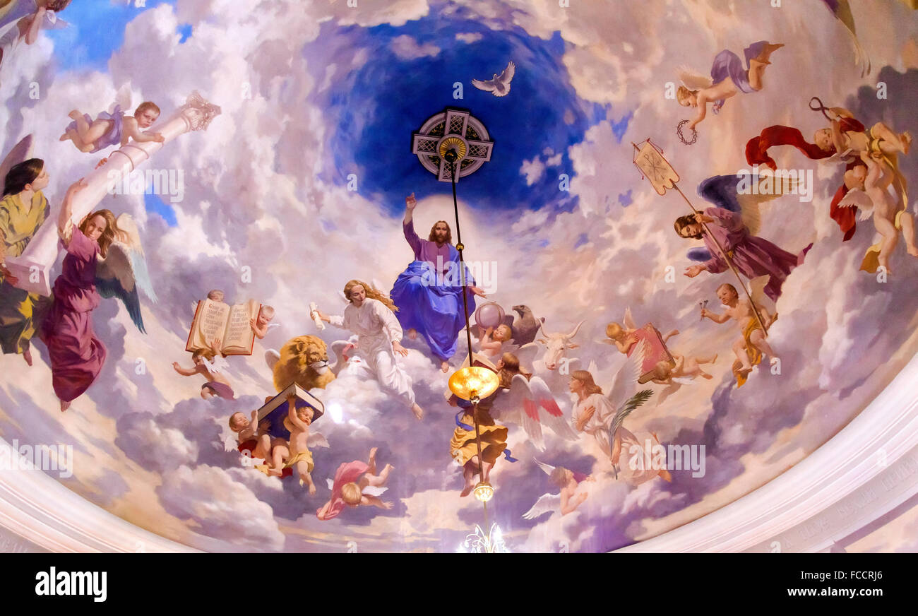 Anges d'intérieur Plafond Jésus peinture église Saint Nicolas la tombe d'Askold Kiev Ukraine. Banque D'Images
