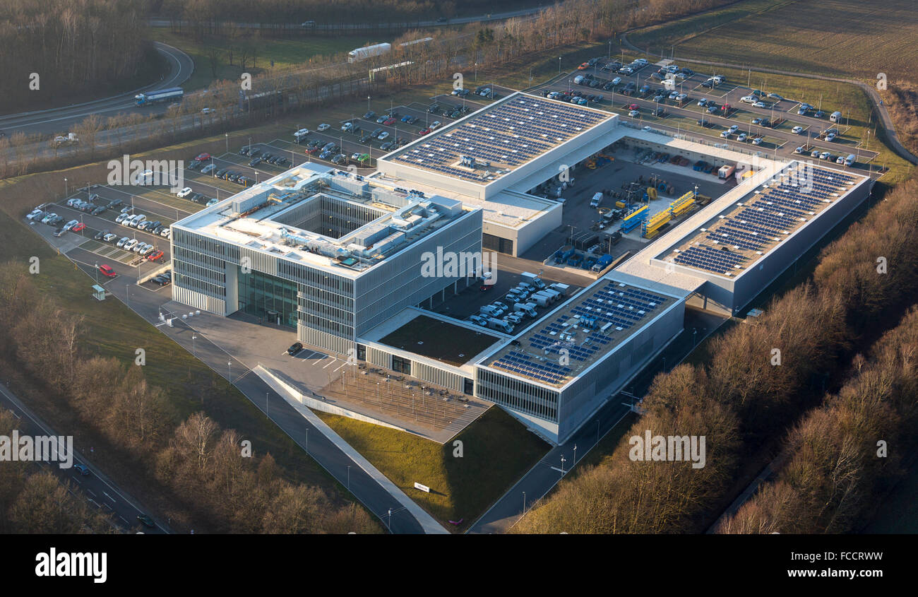 Vue aérienne, fournisseurs d'énergie municipale, siège de l'Enervie Hassley, Hagen, Ruhr, Rhénanie du Nord-Westphalie, Allemagne, Europe Banque D'Images