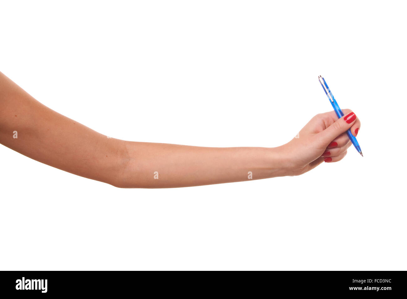 Elle a écrit au stylo. Banque D'Images