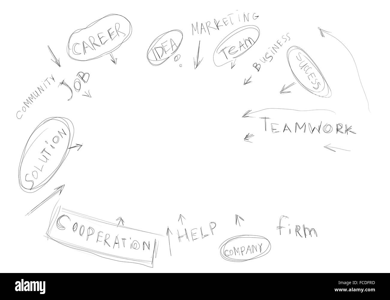 Image en arrière-plan avec des croquis sur fond blanc Banque D'Images