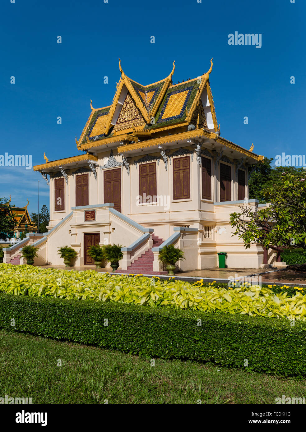 Hall d'attente, Hor Samran Phirun Preah Tineang à côté de Tevea Vinichhay, du Palais Royal, Phnom Penh, Cambodge Banque D'Images