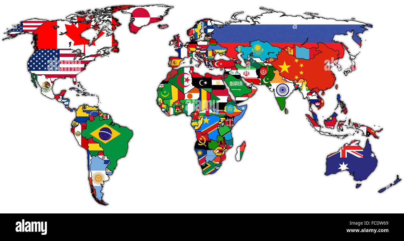 Carte Du Monde Avec Les Drapeaux www.alamyimages.fr