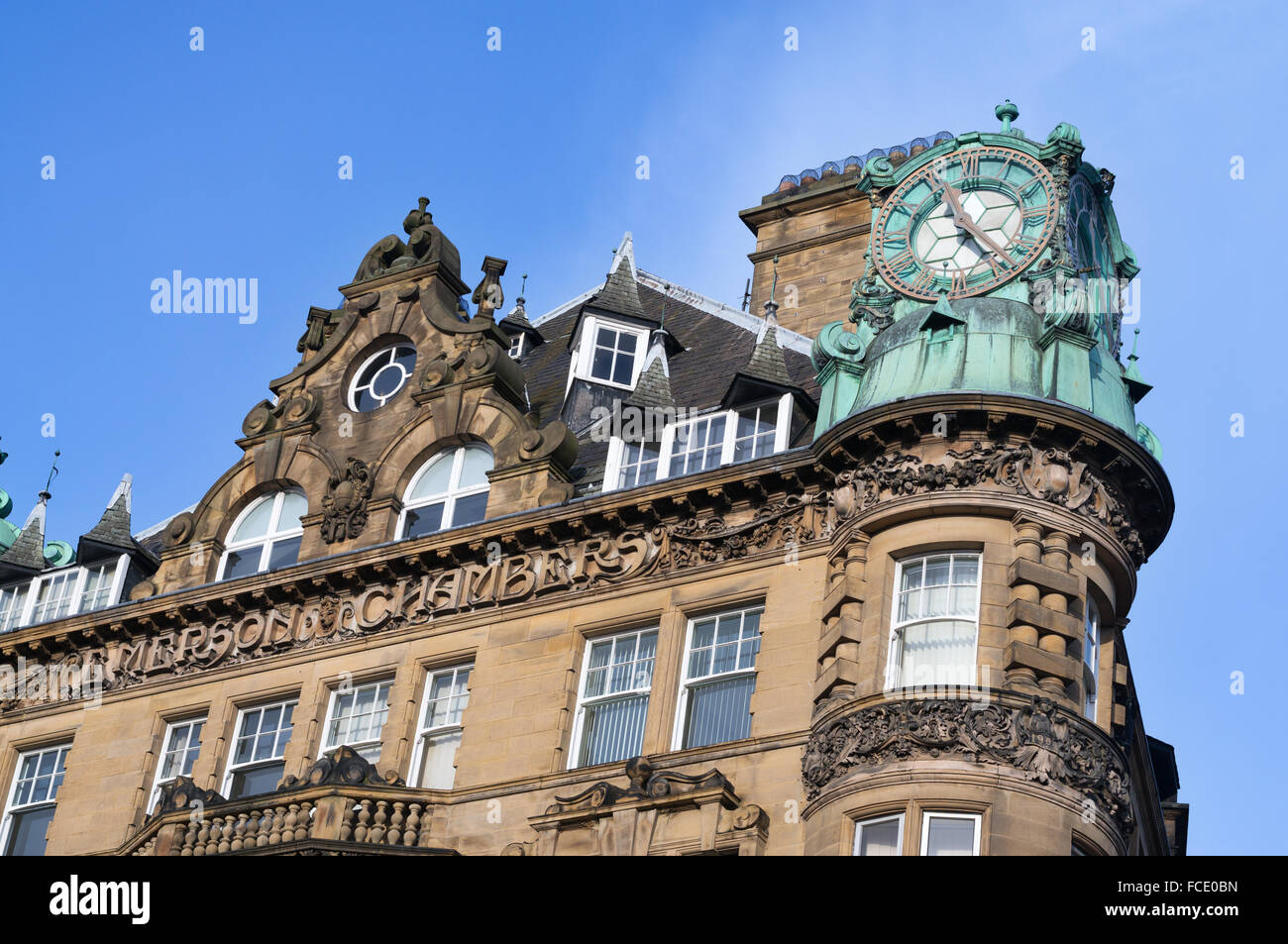 Des détails architecturaux de l'art nouveau 1903 Emerson Édifice Chambers, Newcastle upon Tyne, Angleterre du Nord-Est, Royaume-Uni Banque D'Images