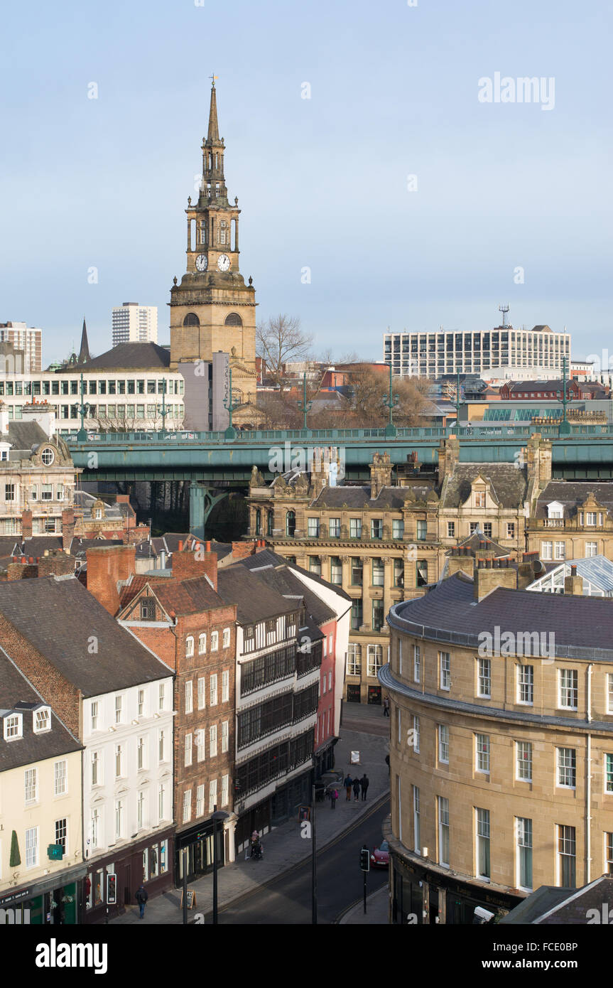 Dune historique et All Saints' Church Newcastle Upon Tyne, Angleterre du Nord-Est, Royaume-Uni Banque D'Images