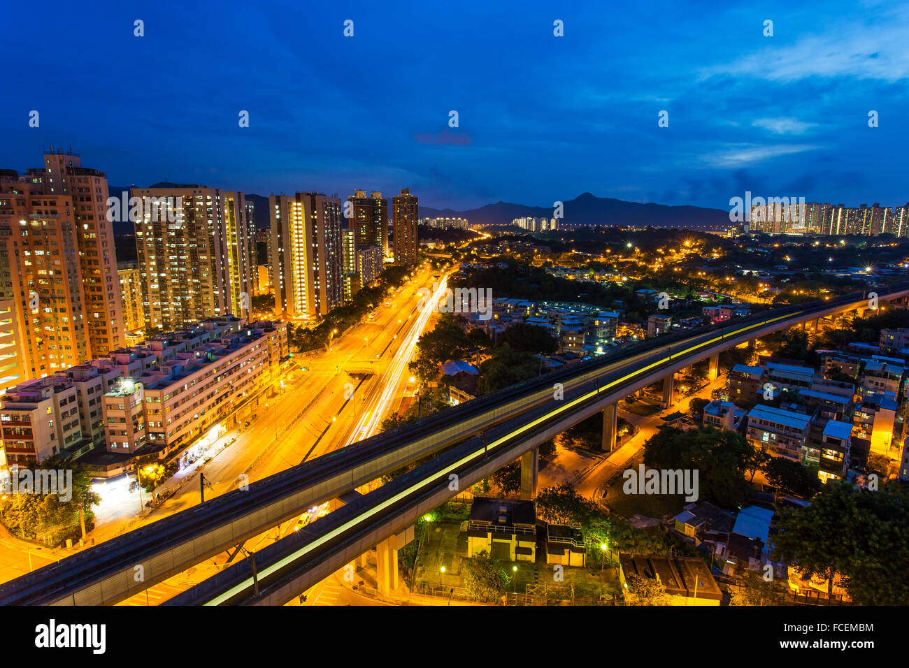 Hong Kong cityscape at night Banque D'Images