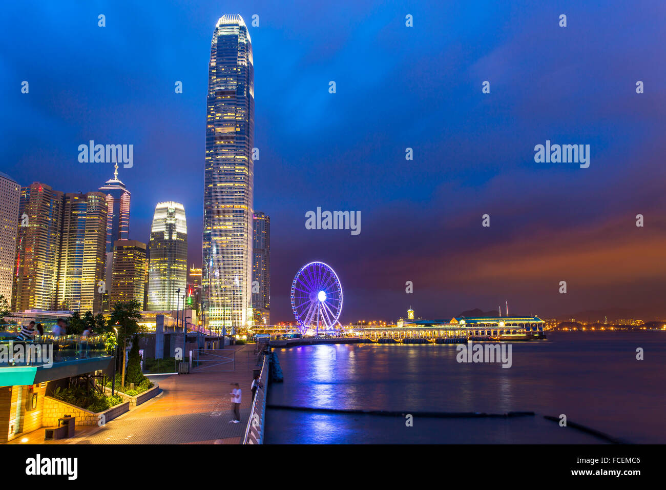 Hong Kong cityscape at night Banque D'Images