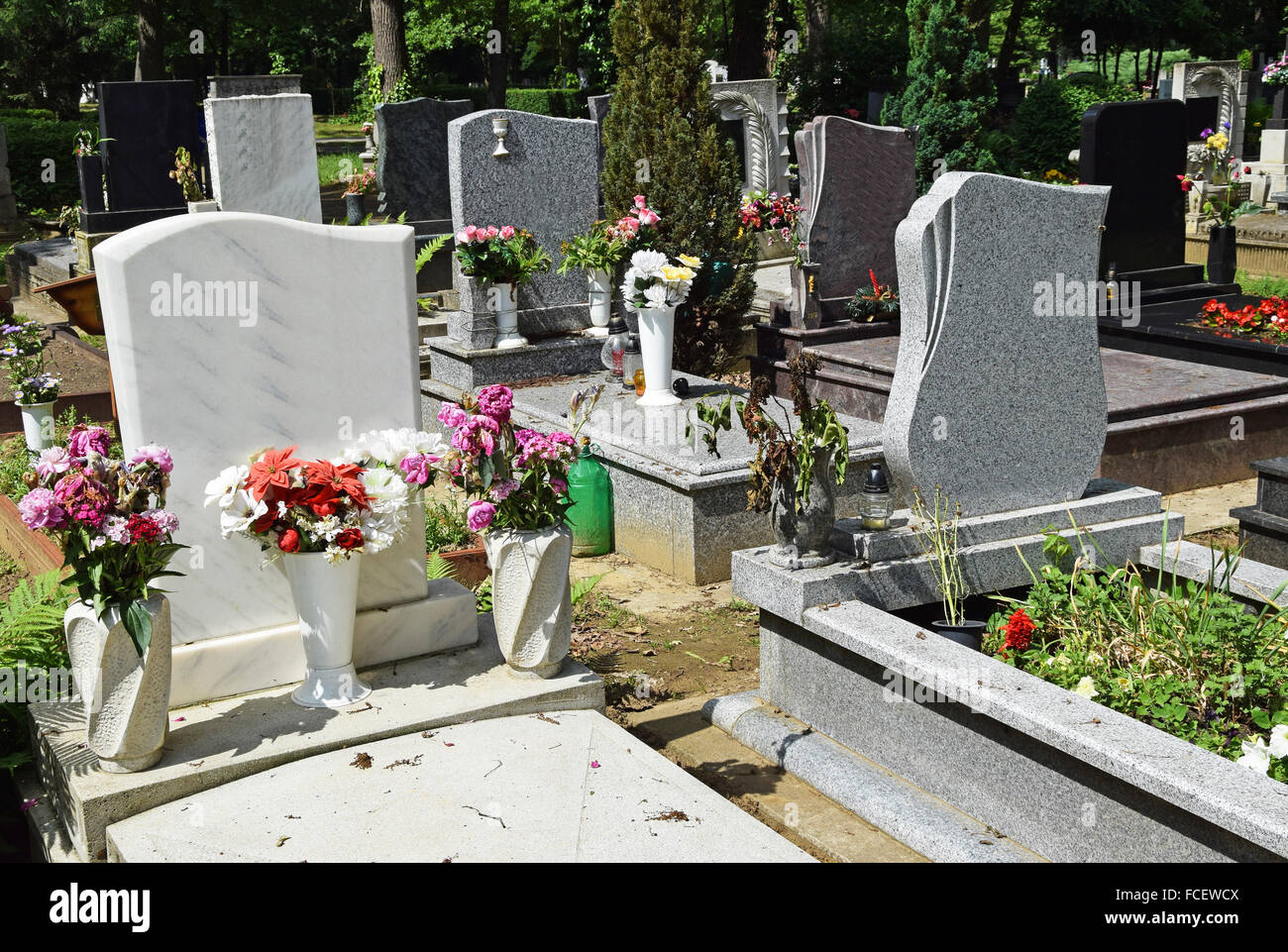 Pierres tombales dans le cimetière public Banque D'Images