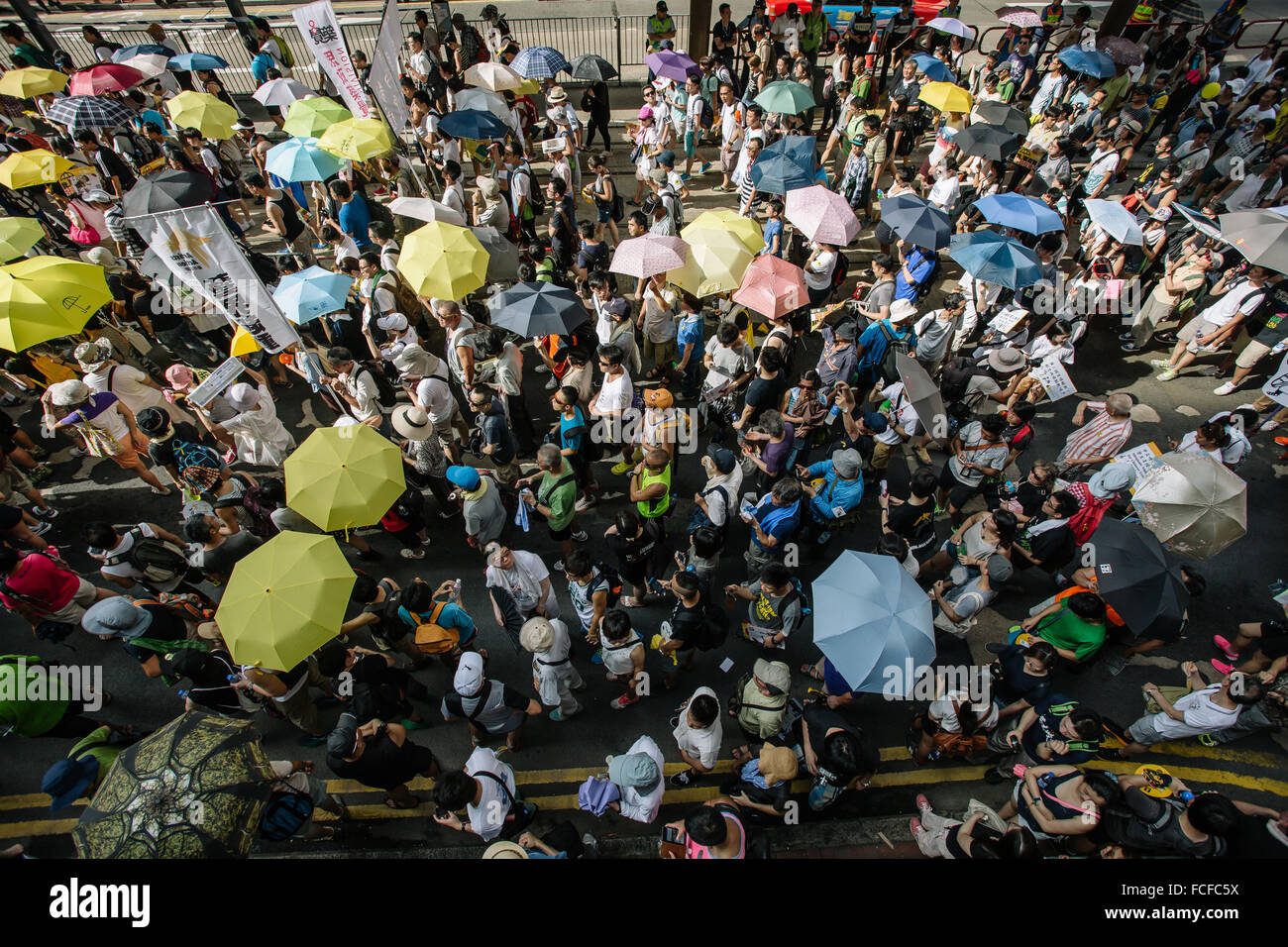 HONG KONG - 1 juillet : Hong Kong, les gens montrent leur mécontentement à la Hong Kong en mars le 1er juillet 2015 à Hong Kong. Banque D'Images