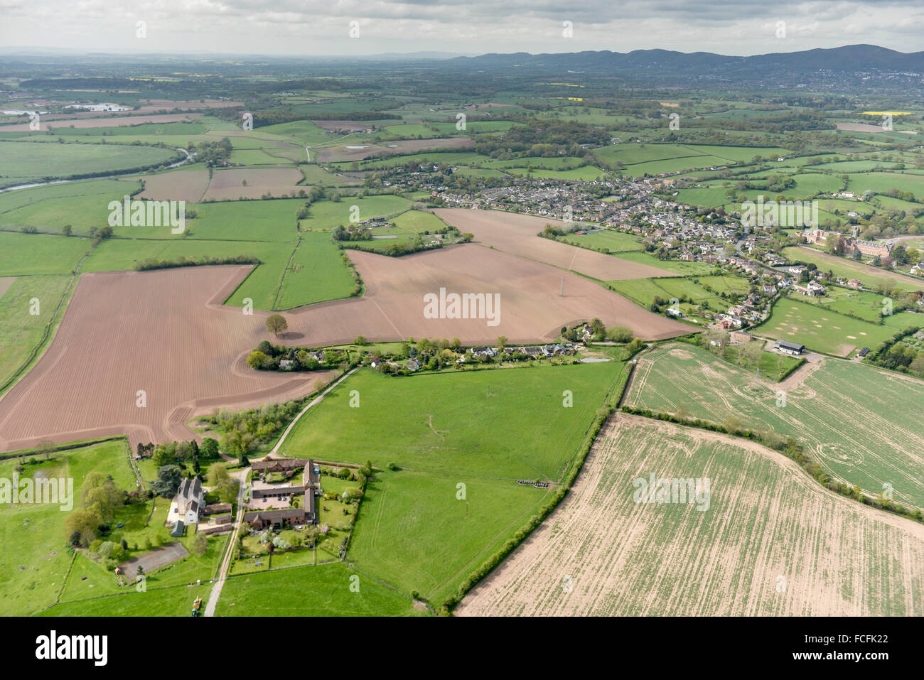 Une vue aérienne de Callow End, un village dans les collines de Malvern Worcestershire de district Banque D'Images