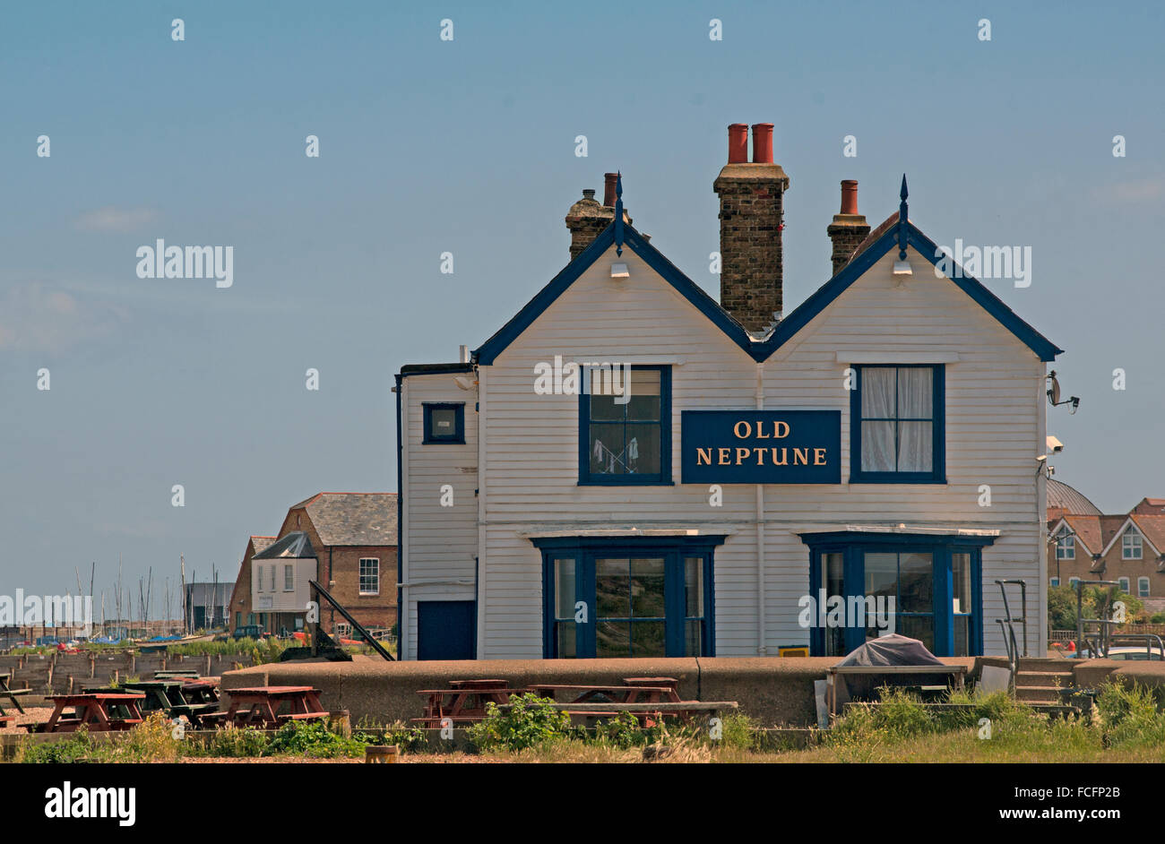 Whitstable, vieille Pub Neptune, Plage, Kent Banque D'Images