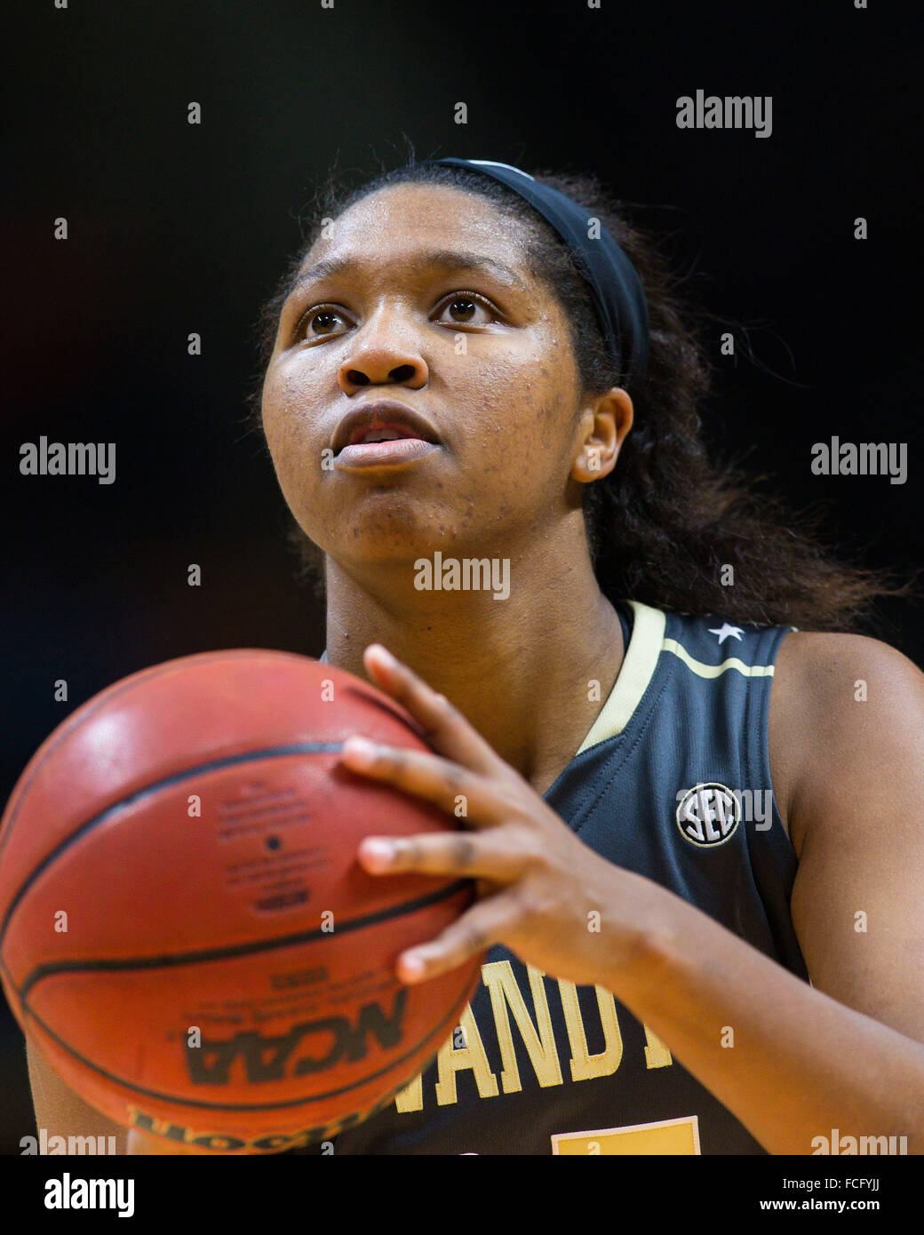 21 janvier 2016 : Morgan Batey # 25 de la Vanderbilt Commodores tire un coup franc pendant le match de basket-ball de NCAA entre l'Université du Tennessee Lady bénévoles et l'Université Vanderbilt Commodores à Thompson Boling Arena de Knoxville TN Tim Gangloff/CSM Banque D'Images