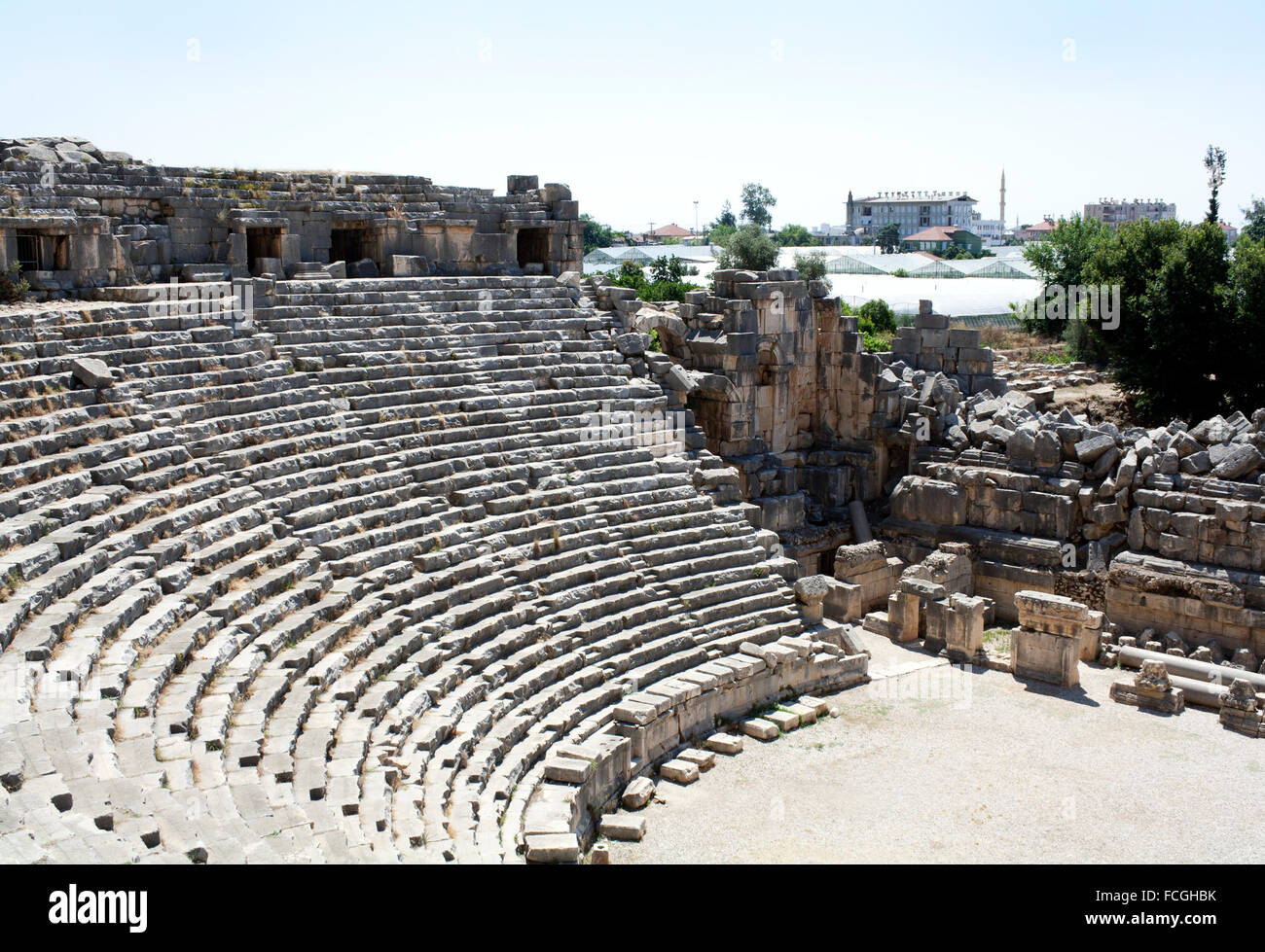 Théâtre grec antique dans la ville antique de Myra, région d'Antalya, Turquie Banque D'Images