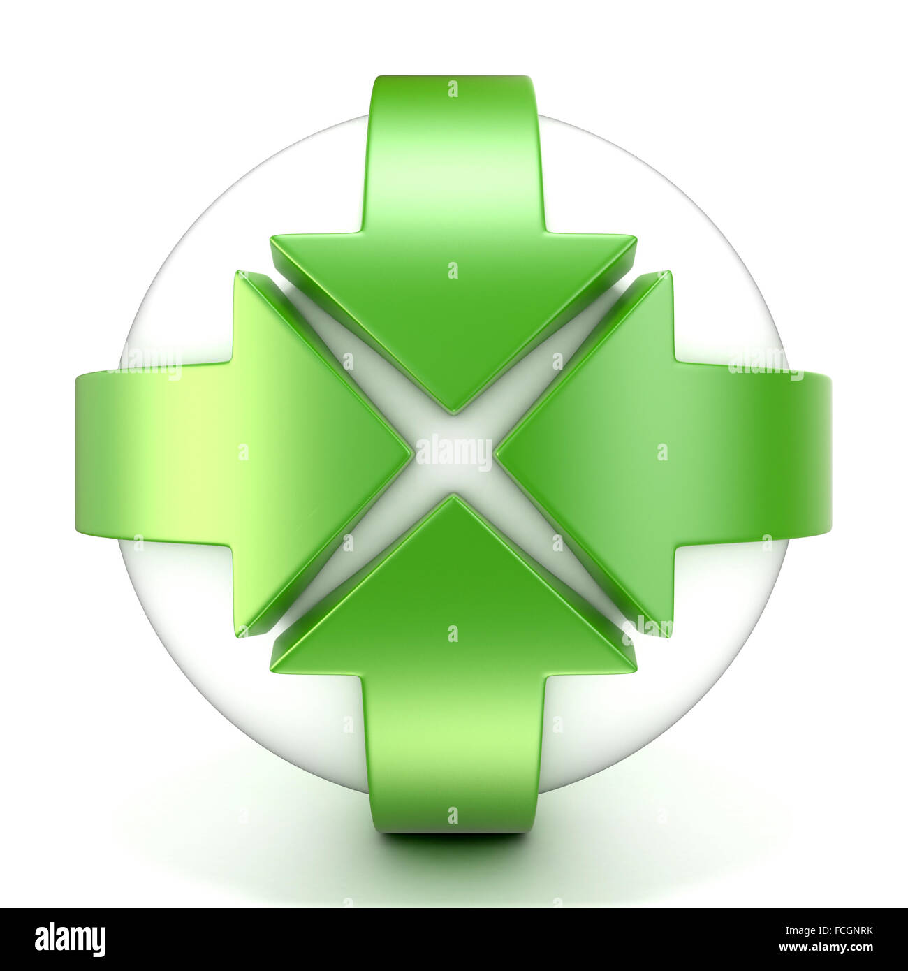 Rotation de la flèche verte, signe. 3D illustration isolé sur fond blanc Banque D'Images