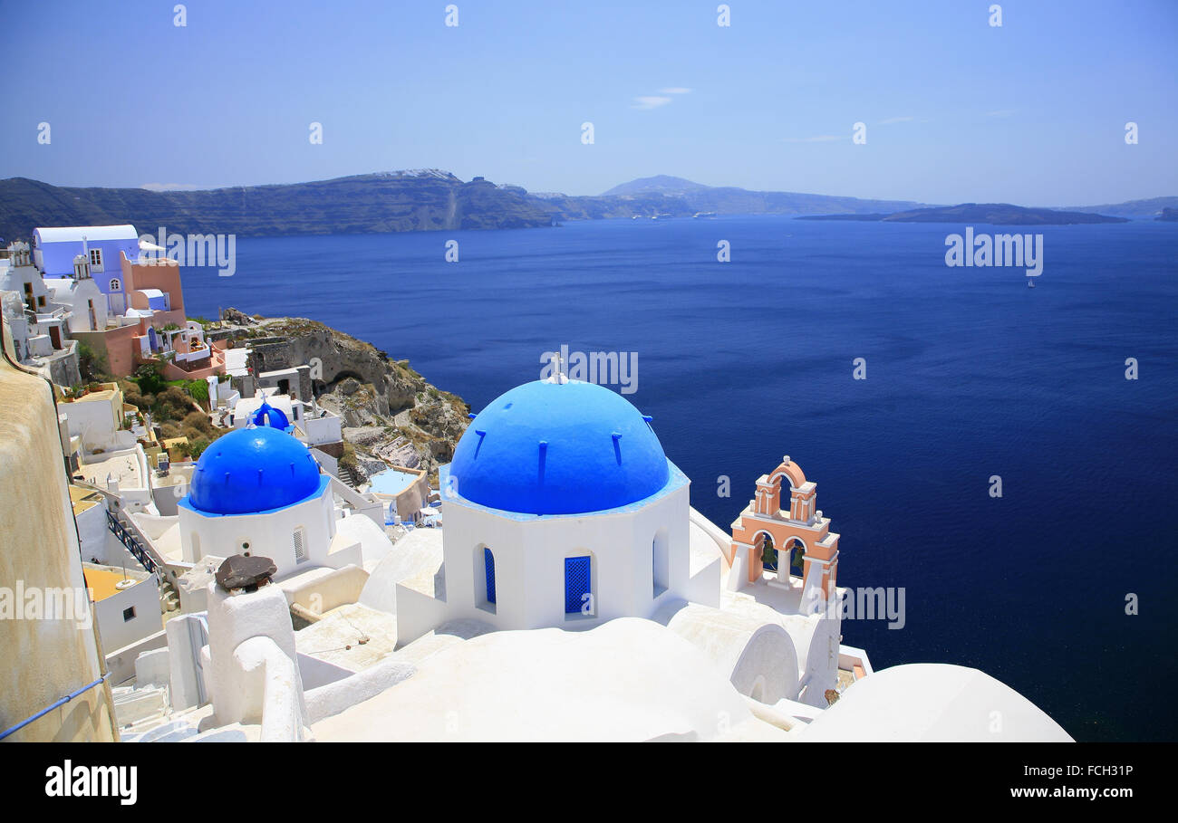 Oia, Santorin paysage, photographie de voyage. Grèce Banque D'Images