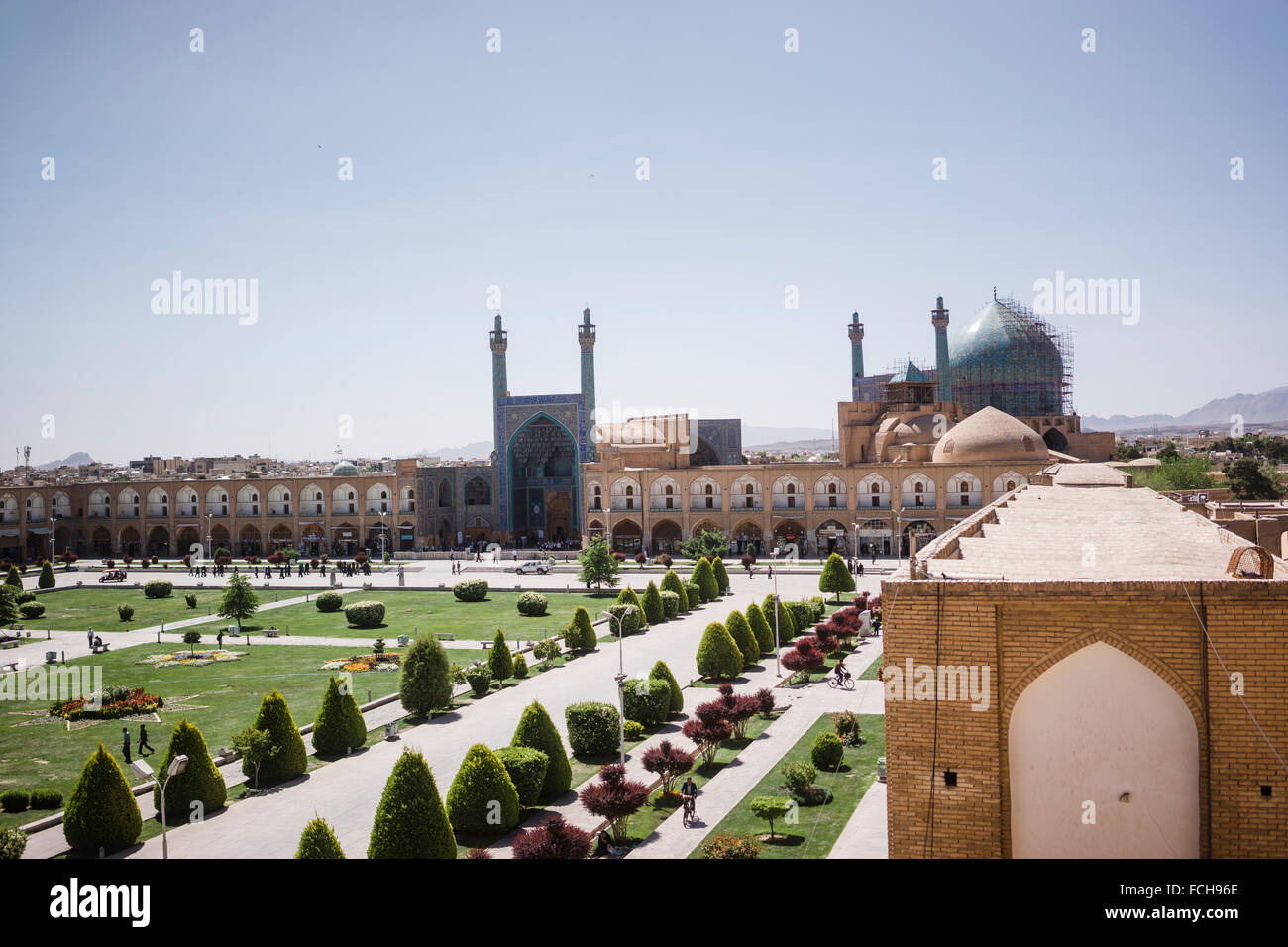 L'Iran Ispahan vue de Naqsh-e Jahan Square et la Mosquée Shah Banque D'Images