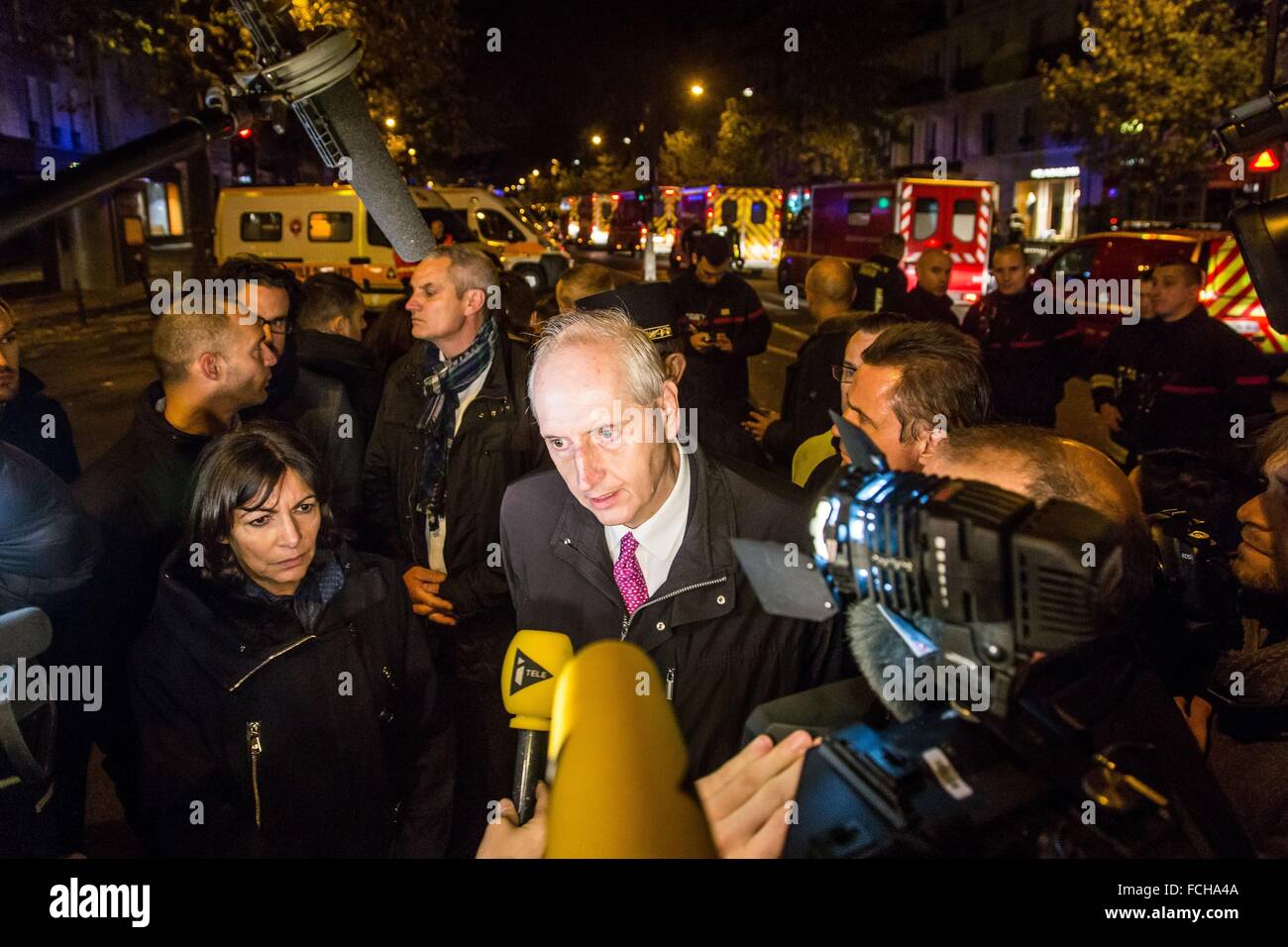 PARIS AU BATACLAN ATTAQUE TERRORISTE COMMISE PAR DES MEMBRES DE L'ISIS, l'État islamique, 11ème arrondissement, Paris (75), ILE DE FRANCE, FRANCE Banque D'Images