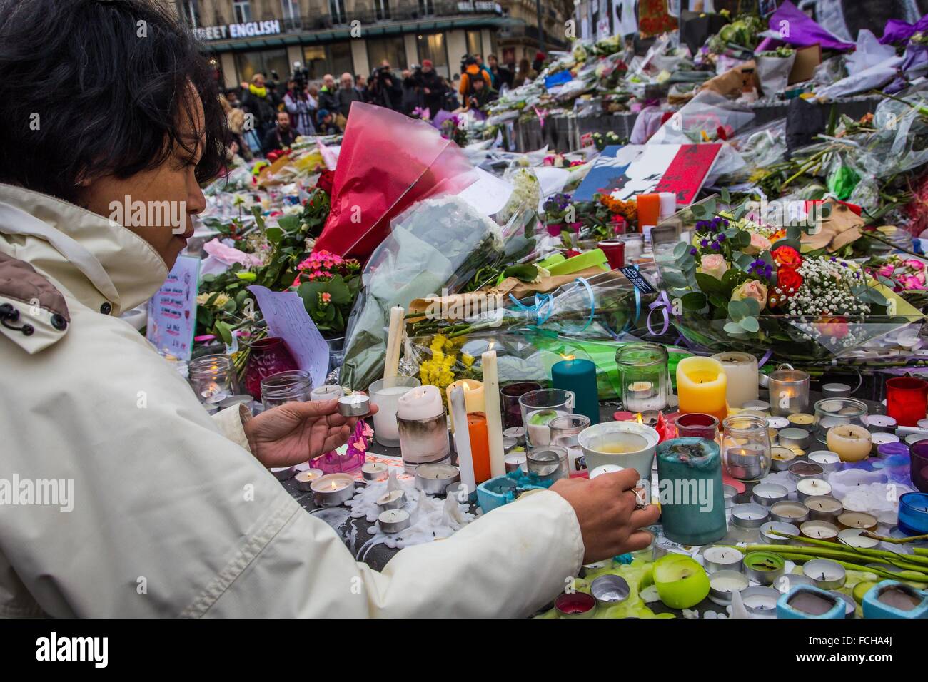 PARIS ATTAQUES TERRORISTES COMMISES PAR LES MEMBRES DE L'ISIS, l'État islamique, 11ème arrondissement, Paris (75), ILE DE FRANCE, FRANCE Banque D'Images