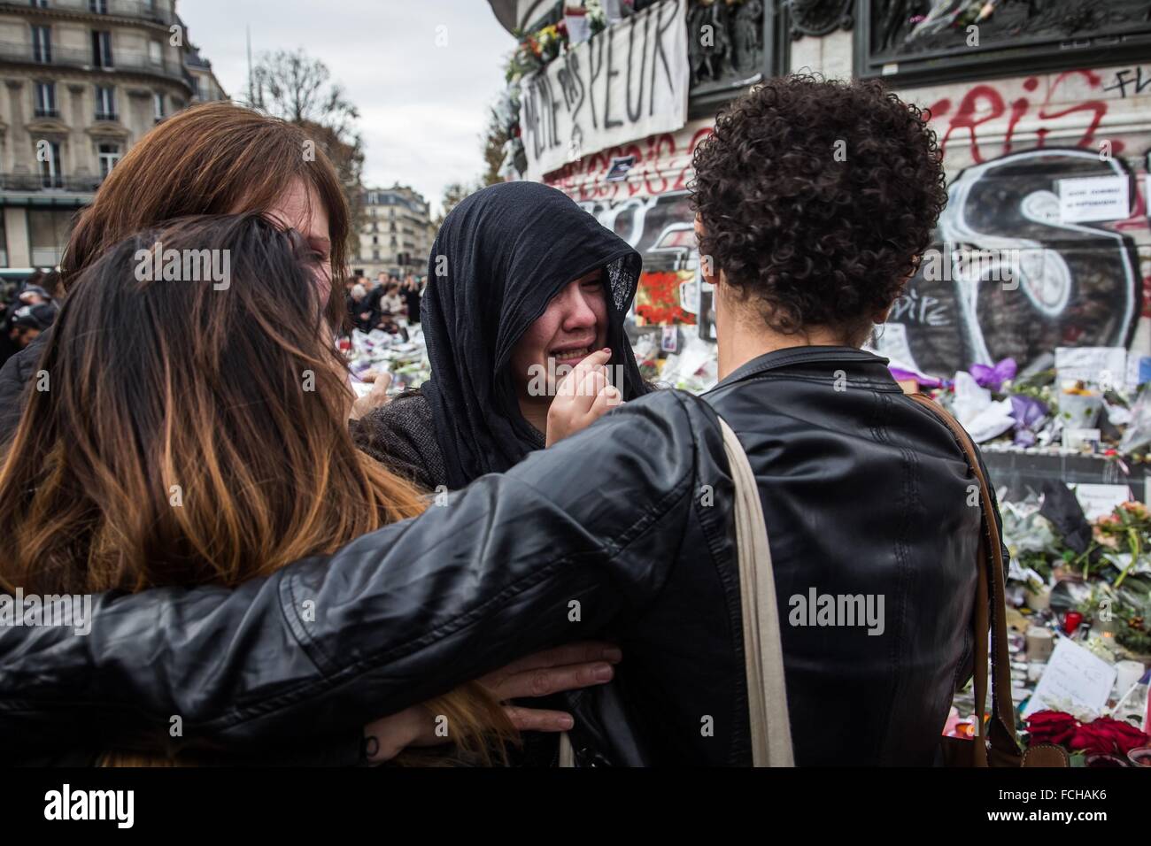 PARIS ATTAQUES TERRORISTES COMMISES PAR LES MEMBRES DE L'ISIS, l'État islamique, 11ème arrondissement, Paris (75), ILE DE FRANCE, FRANCE Banque D'Images