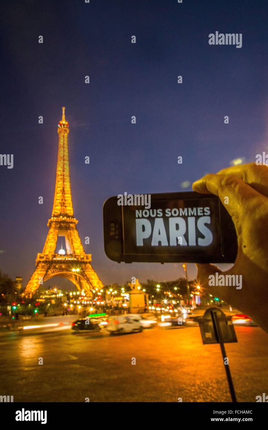 La TOUR EIFFEL, NOUS SOMMES PARIS Banque D'Images