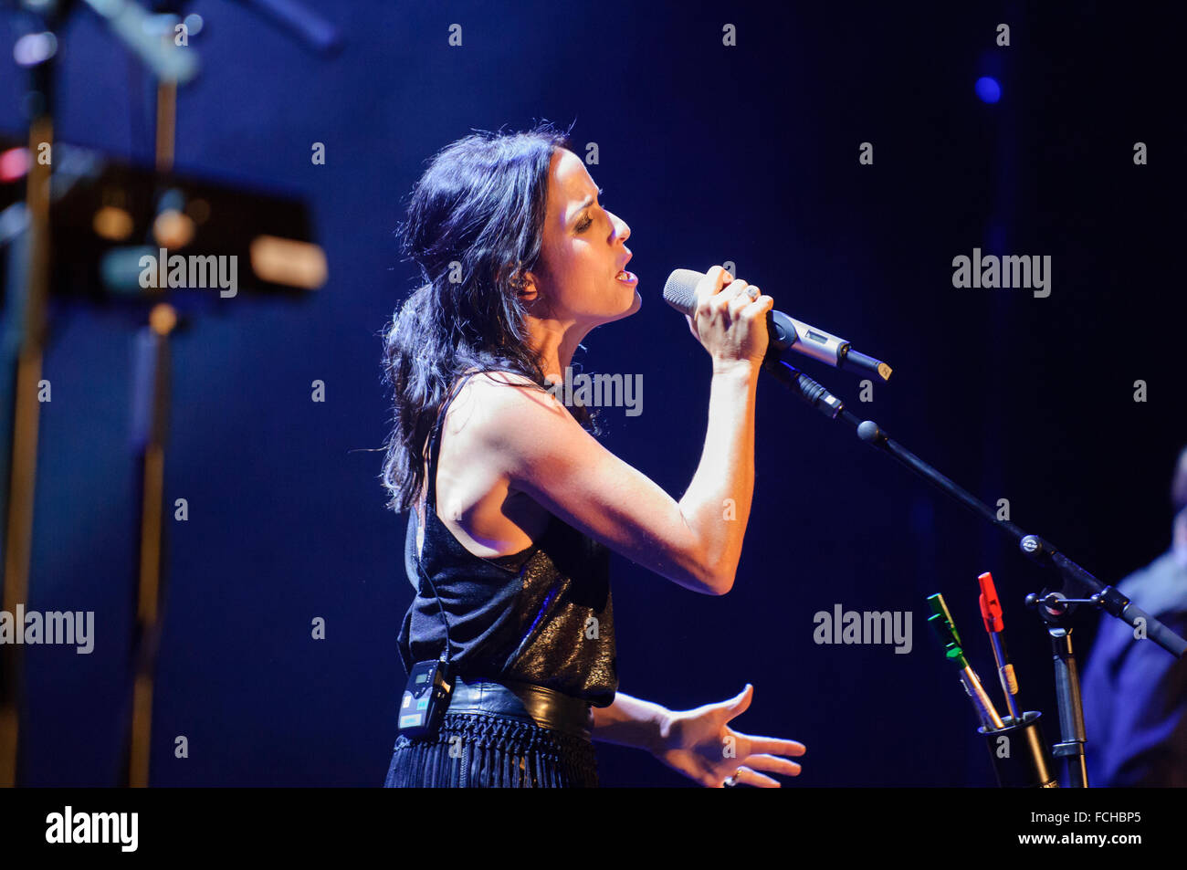 Liverpool, Royaume-Uni. 22 janvier 2016. Andrea Corr du groupe irlandais The Corrs, effectuée pendant leur visite à la lumière blanche, Liverpool Echo Arena. &Acirc ;&copier ; Paul Warburton/Alamy Live News Banque D'Images