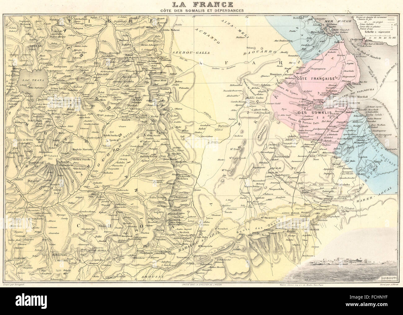 Afrique : Somalie Djibouti Éthiopie ; Côte des Somalis. Vuillemin., 1903 Ancien site Banque D'Images