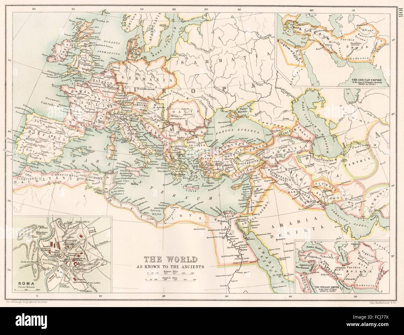 Monde Ancien : persan en médaillon et empires d'Alexandre le Grand. Rome, 1891 map Banque D'Images