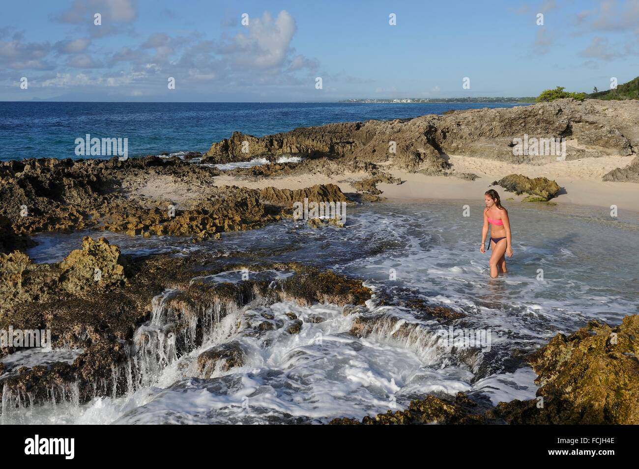 Plage de la Pointe des Châteaux, Grande-Terre, Guadeloupe, région d'outre-mer de la France, Vent Îles, Petites Antilles, Caraïbes. Banque D'Images