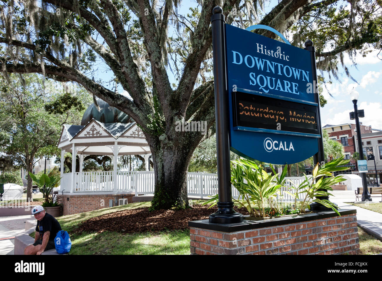 Floride,Sud,Ocala,Downtown Square,panneau,belvédère,parc,les visiteurs voyage visite touristique site touristique monuments culture culturelle, groupe de vacances Banque D'Images