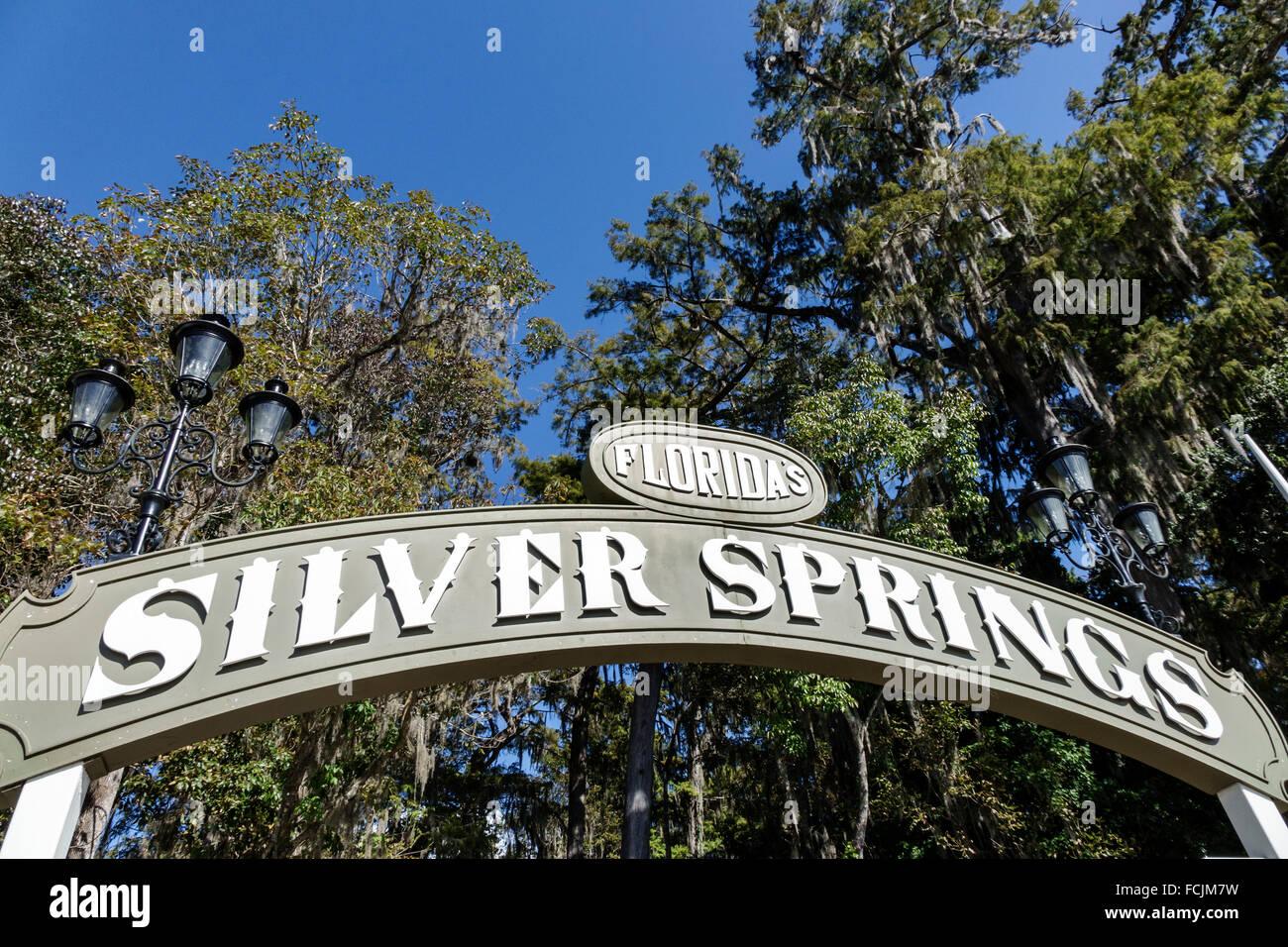 Floride,Sud,Silver Springs,State Park,panneau,entrée,les visiteurs voyage visite touristique site touristique monuments culture culturelle, vacances grou Banque D'Images