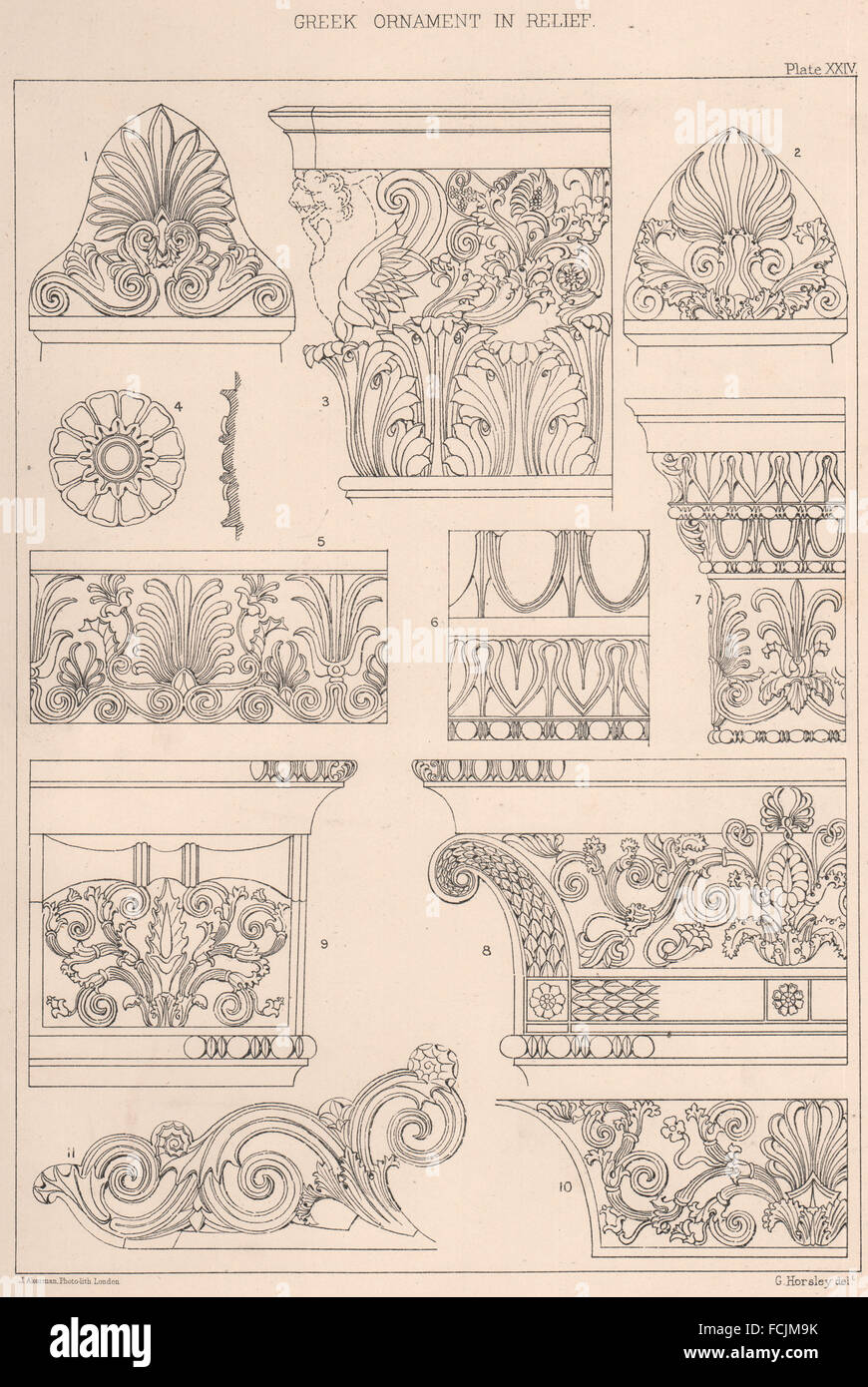 L'architecture grecque classique : ornement en relief, ancien 1902 Banque D'Images