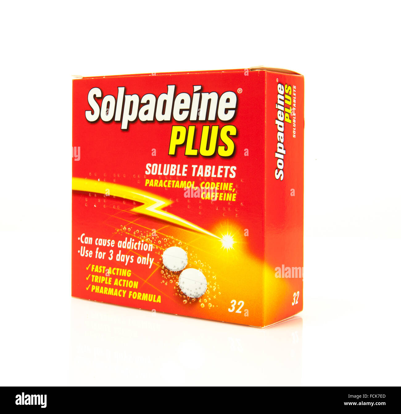 Solpadeine est le nom de marque de médicament de soulagement de douleur contenant le paracétamol, la caféine et la codéine en ce moment faites Banque D'Images
