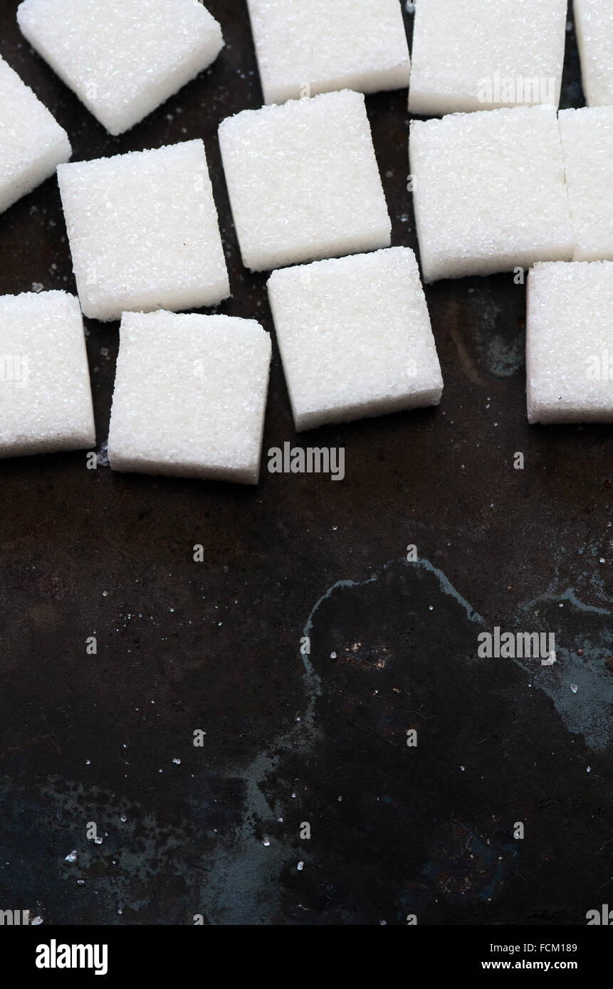 Close up image de cubes de sucre blanc Banque D'Images