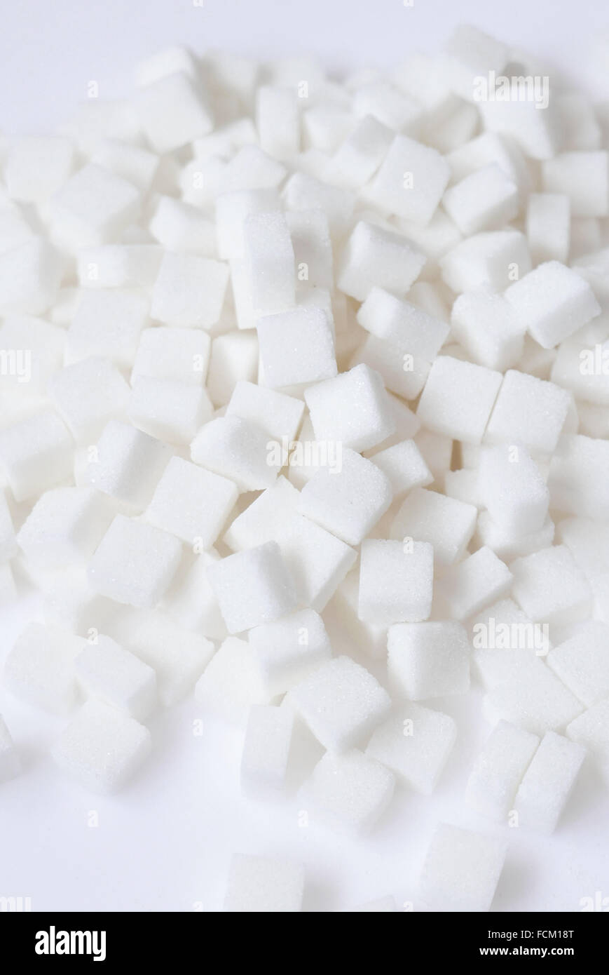 Close up image de cubes de sucre blanc Banque D'Images