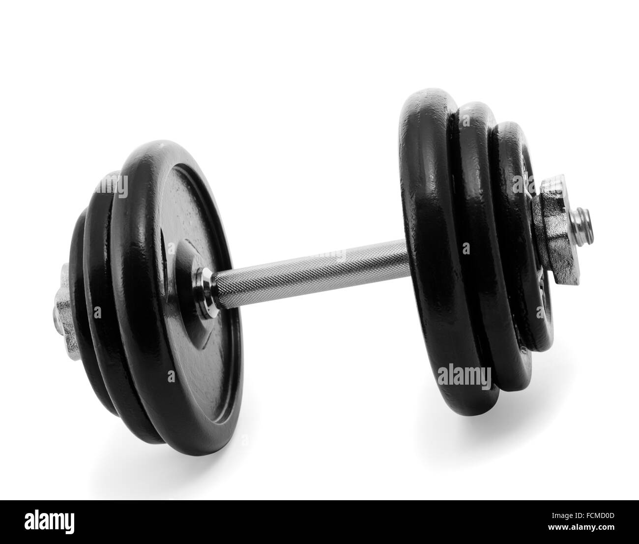 Haltères en chrome et noir Banque D'Images