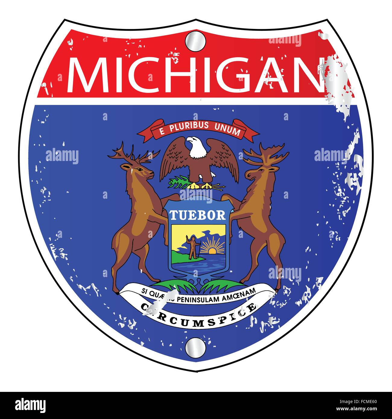 En tant qu'icônes drapeau Michigan interstate sign over a white background Illustration de Vecteur