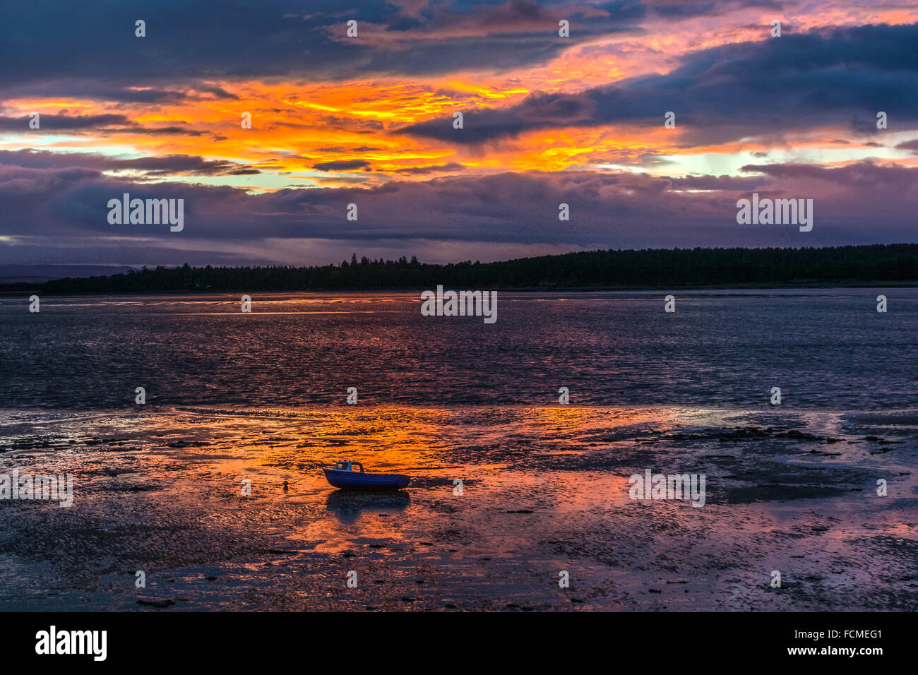 Coucher du soleil à Findhorn, Moray, Ecosse, Royaume-Uni Banque D'Images