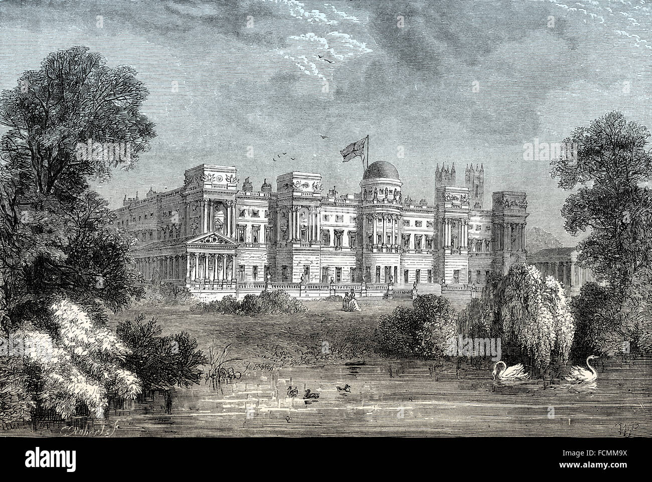 Le palais de Buckingham, jardin avant, City of Westminster, London, England Banque D'Images